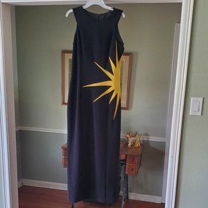 Vintage 80's black with sunburst maxi dress